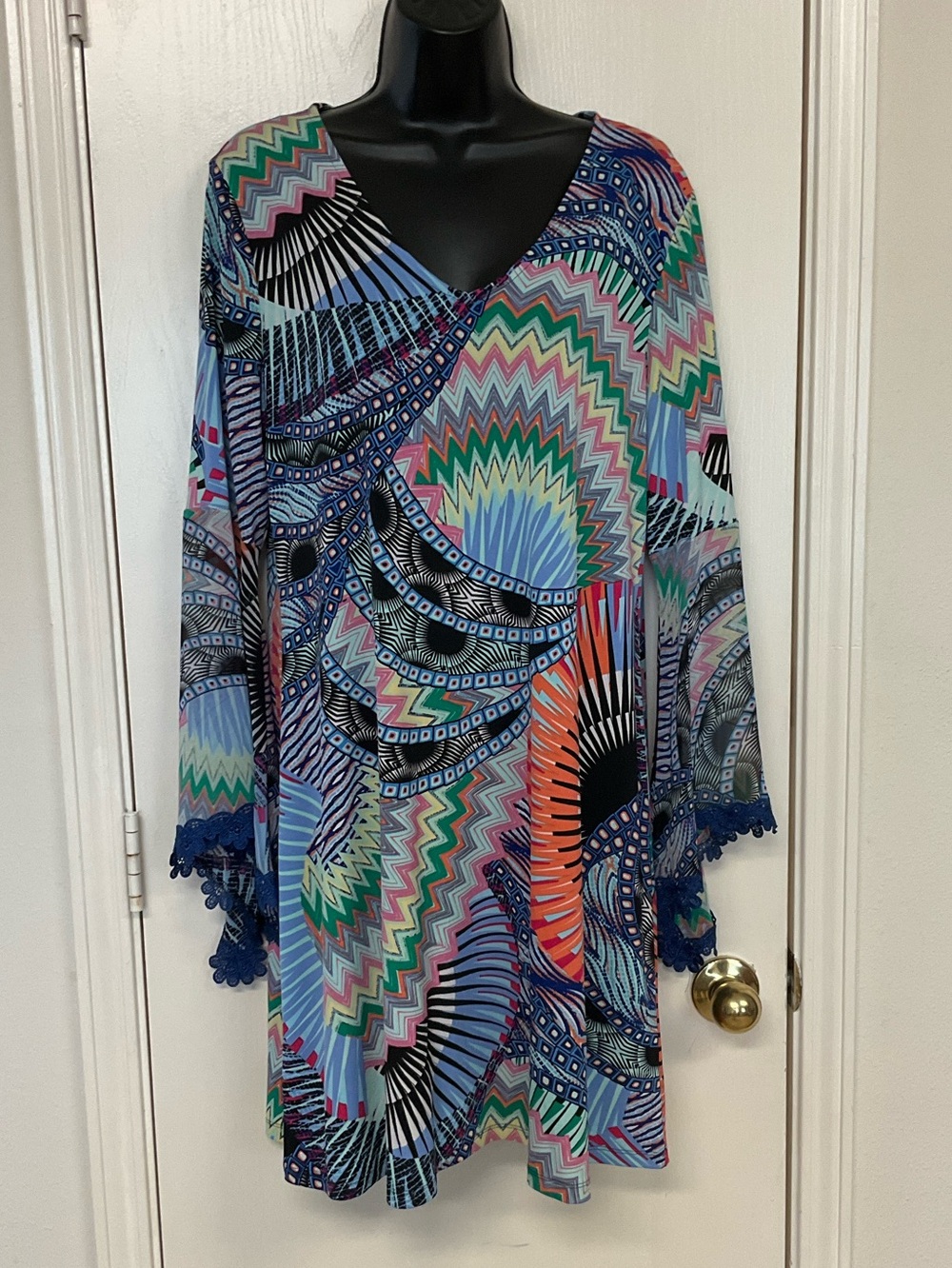 MSK Geometric Multi-Colored Abstract Mini Dress